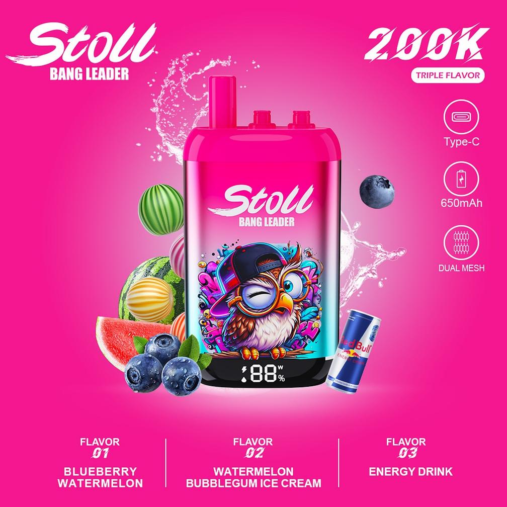 Stoll 3-in-1 by Bang Leader in Blueberry Watermelon, Watermelon Bubblegum Ice Cream and Energy Drink