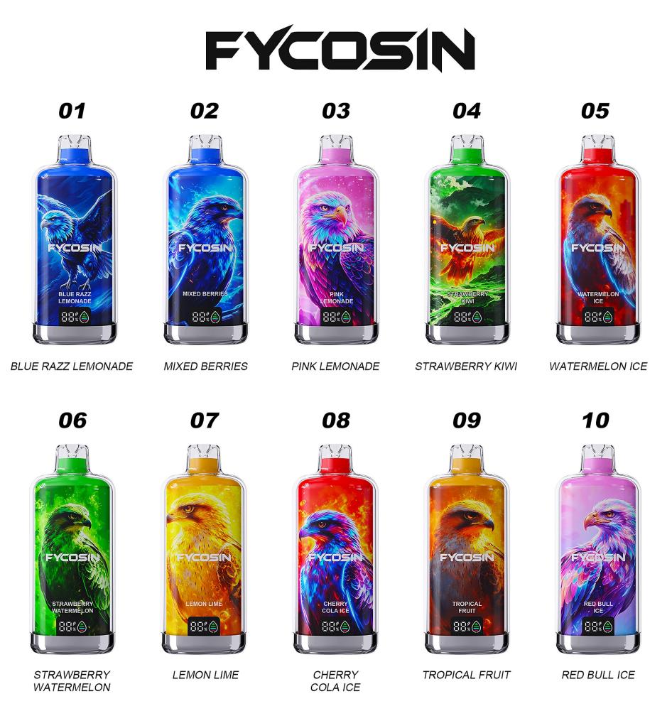 FYCOSIN 150000 ten flavour lineup blue razz lemonade to red bull ice